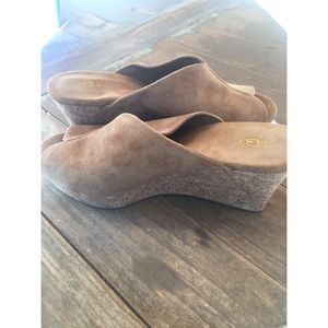 Brown Dominique Suede Wedge Sandals
